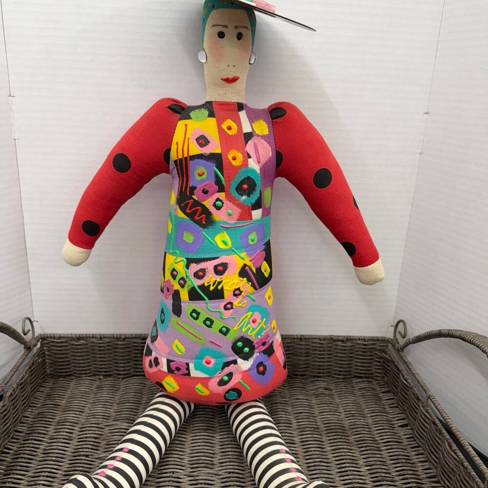 Nancy Camden Hauser Artisan Doll Textile Folk Art 1994 Signed 27 1/2” Unique